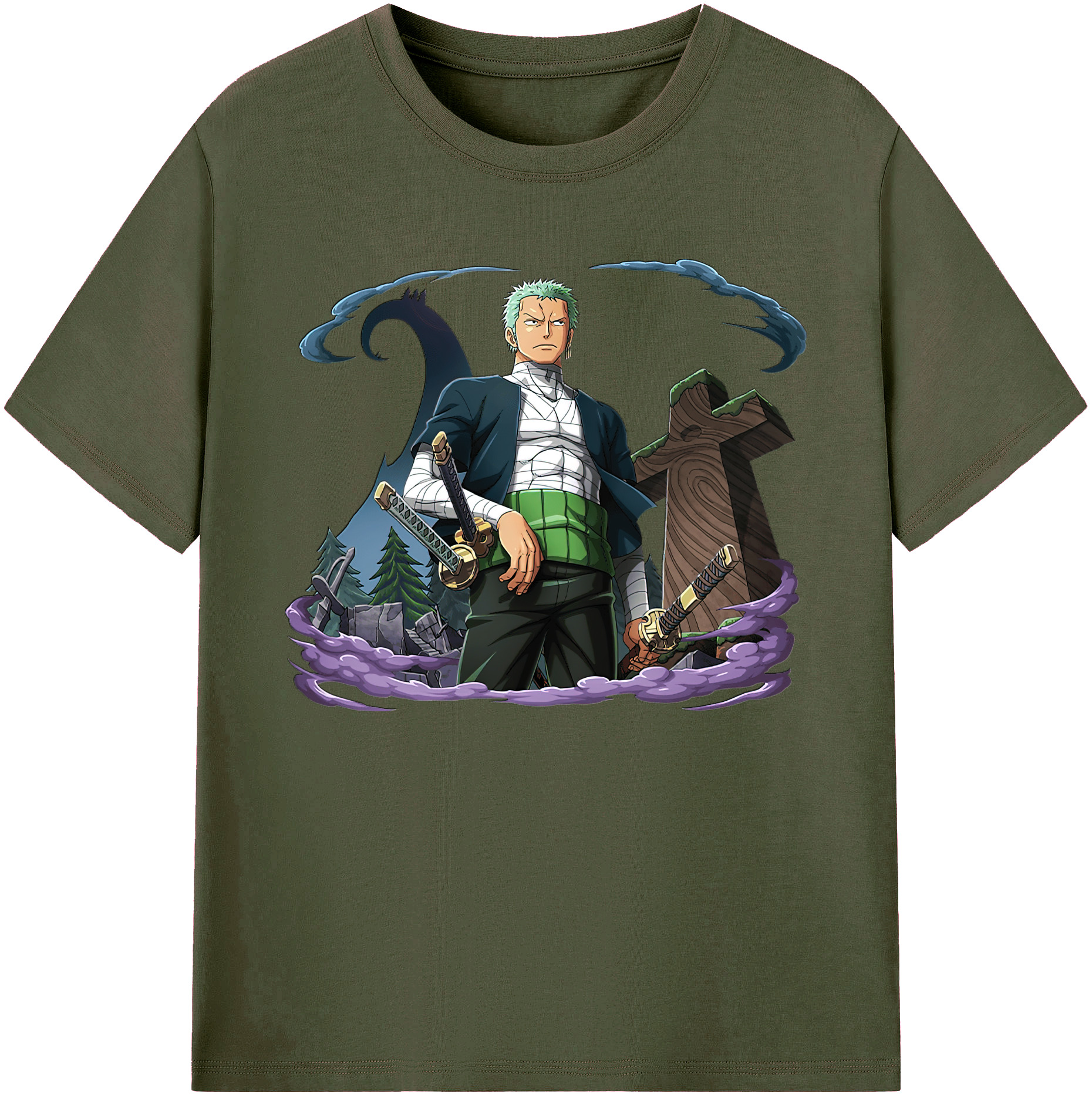 ワンピース ロロノア・ゾロ ONE PIECE Roronoa Zoro 綿100％ メンズ半袖Tシャツ｜肌触りやわらか＆通気性
